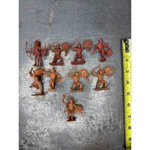Vintage Marx Indian 54mm Fort Apache Playset Figures Brown Set Lot Of 9